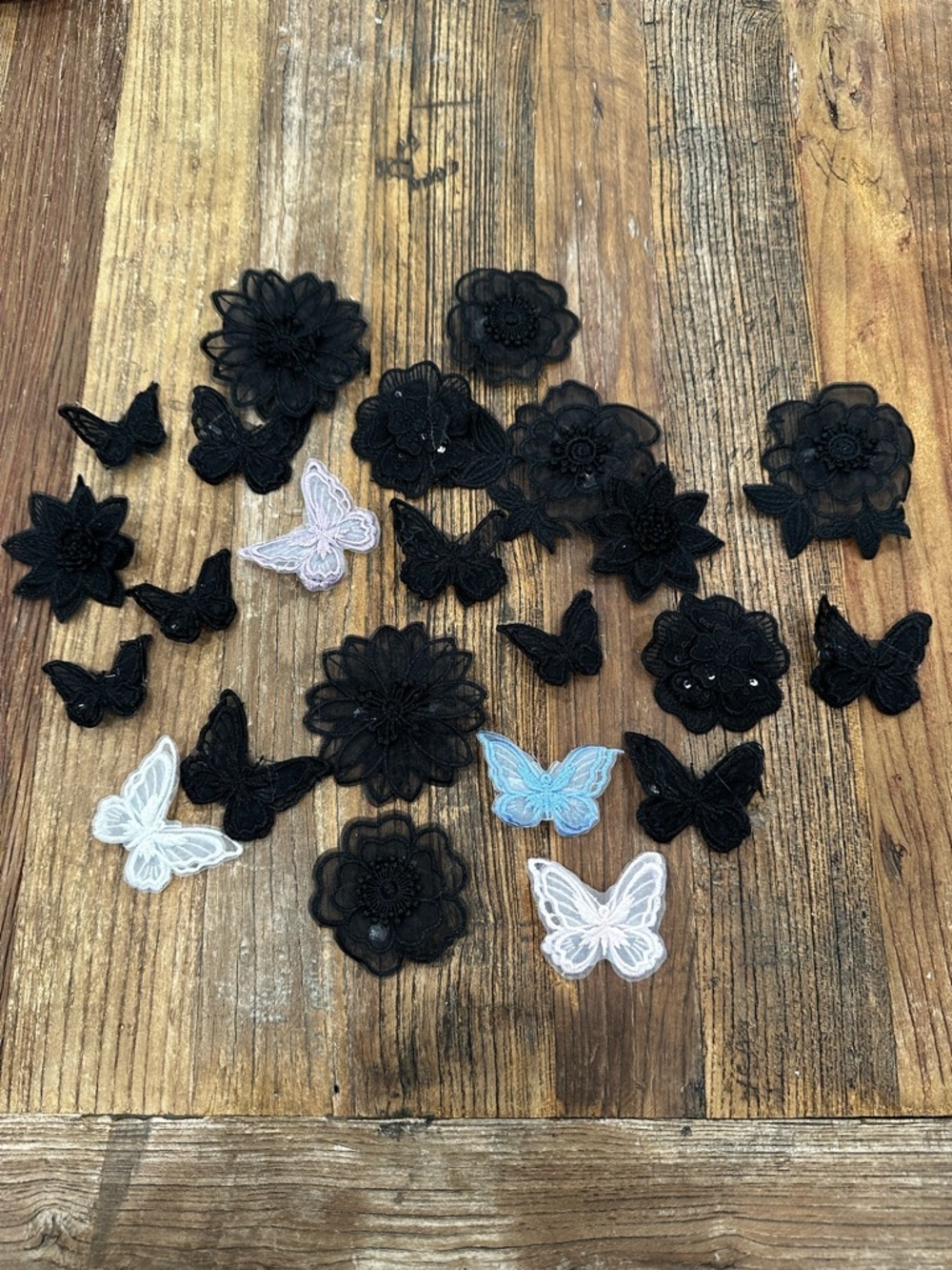 Cute Black & White Floral and Butterfly Hair Clips